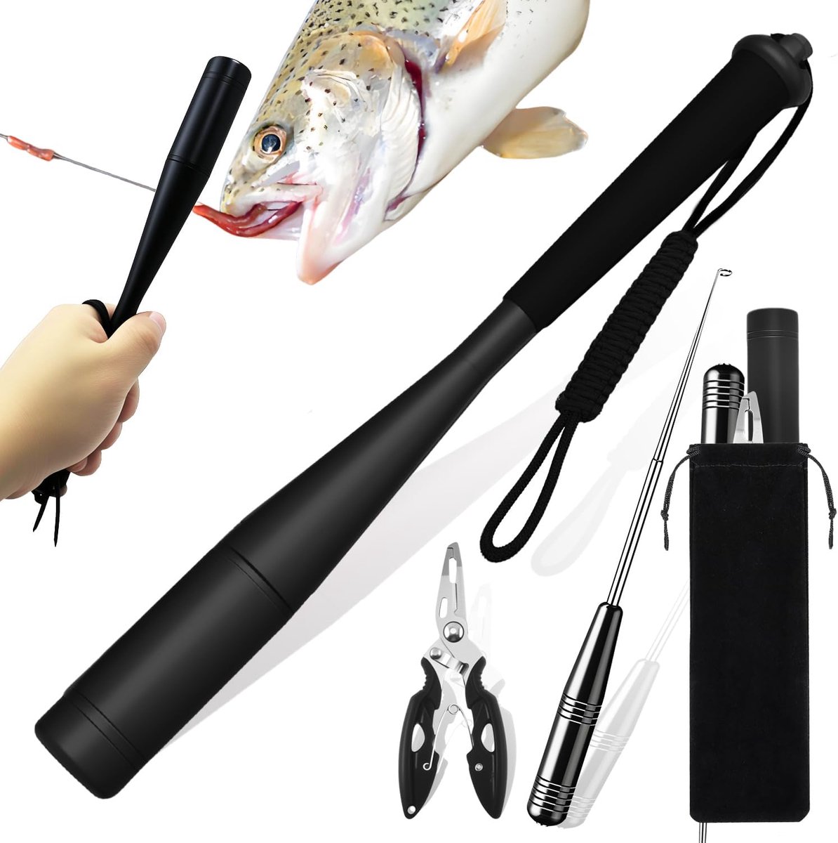 Set van 3 visdoders vistang haakverwijderaar doodsracket vissen tang springring tang visverdover kleine set knuppel vis splitringtang roestvrij staal vissen snoek