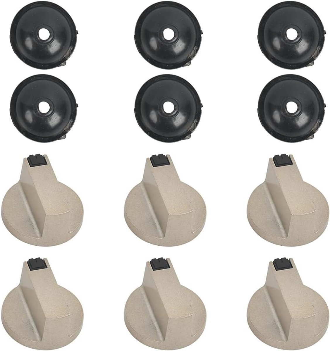 Knoppen voor gasfornuis met 6 pakkingen, universele keukenaccessoires, vervanging voor verschillende ovens en kookplaten (8 mm)