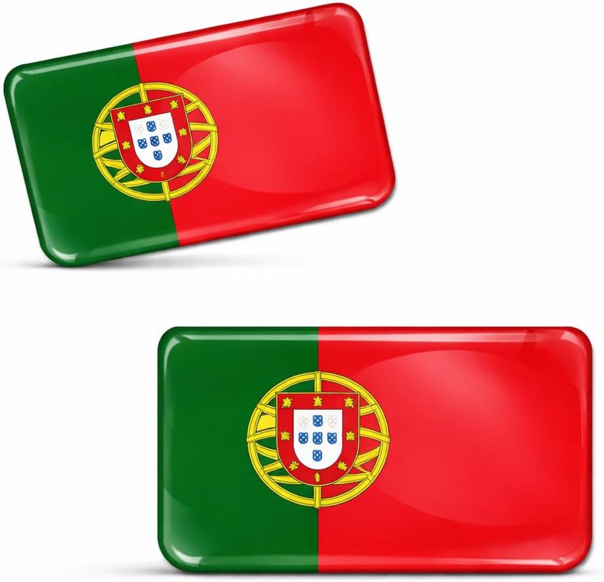 3D landenvlaggen, stickers, embleem, vlag, set van 2 stuks, mini-gel, auto, motorfiets, helm, laptop, mobiele telefoon, koffer, waterdicht, zelfklevend, 18 x 11 mm (Portugal PT)