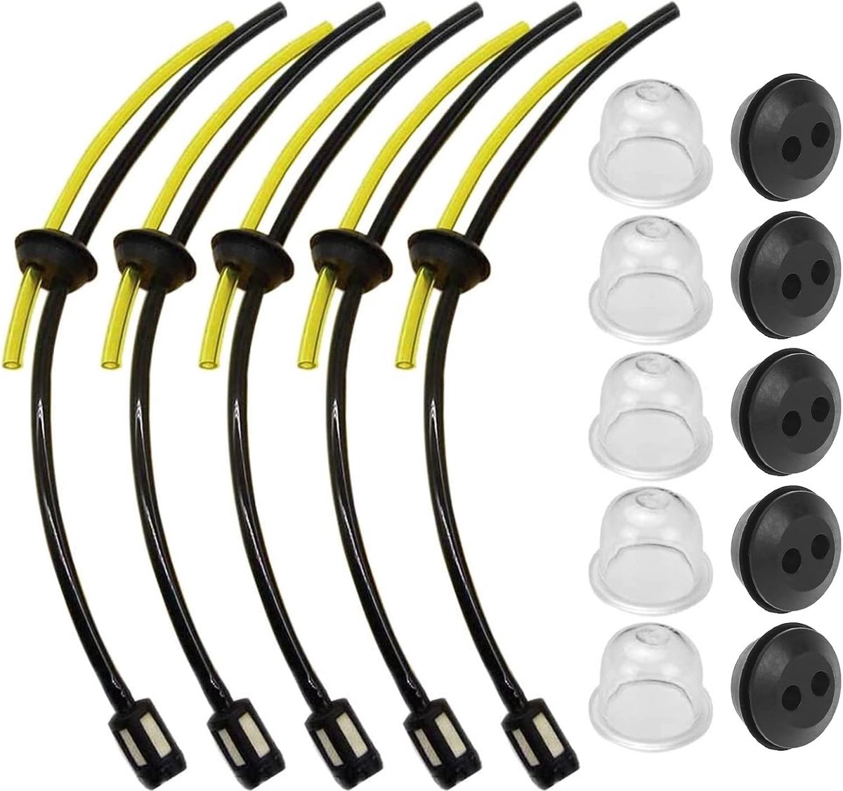 Petrol Filter Set voor Brush Cutter en Hedge Trimmer - Vervangingsonderdelen met Brandstofslang en Seals, 5-delige Set