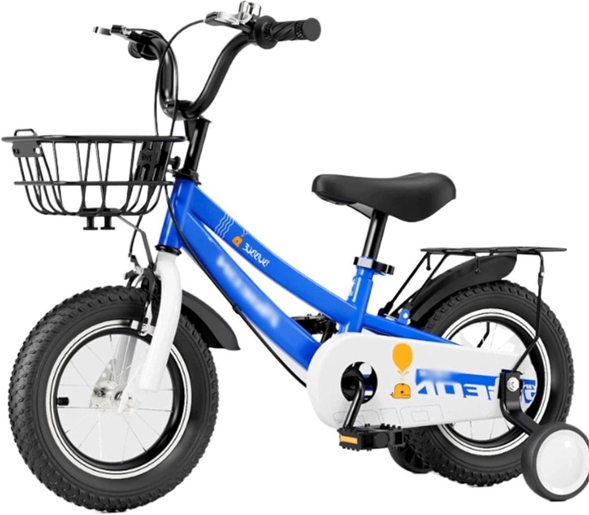 Kinderfiets met mand Trapfiets zijwieltjes Leren fietsen Verstelbaar zadel stuur 14 inch Blauw