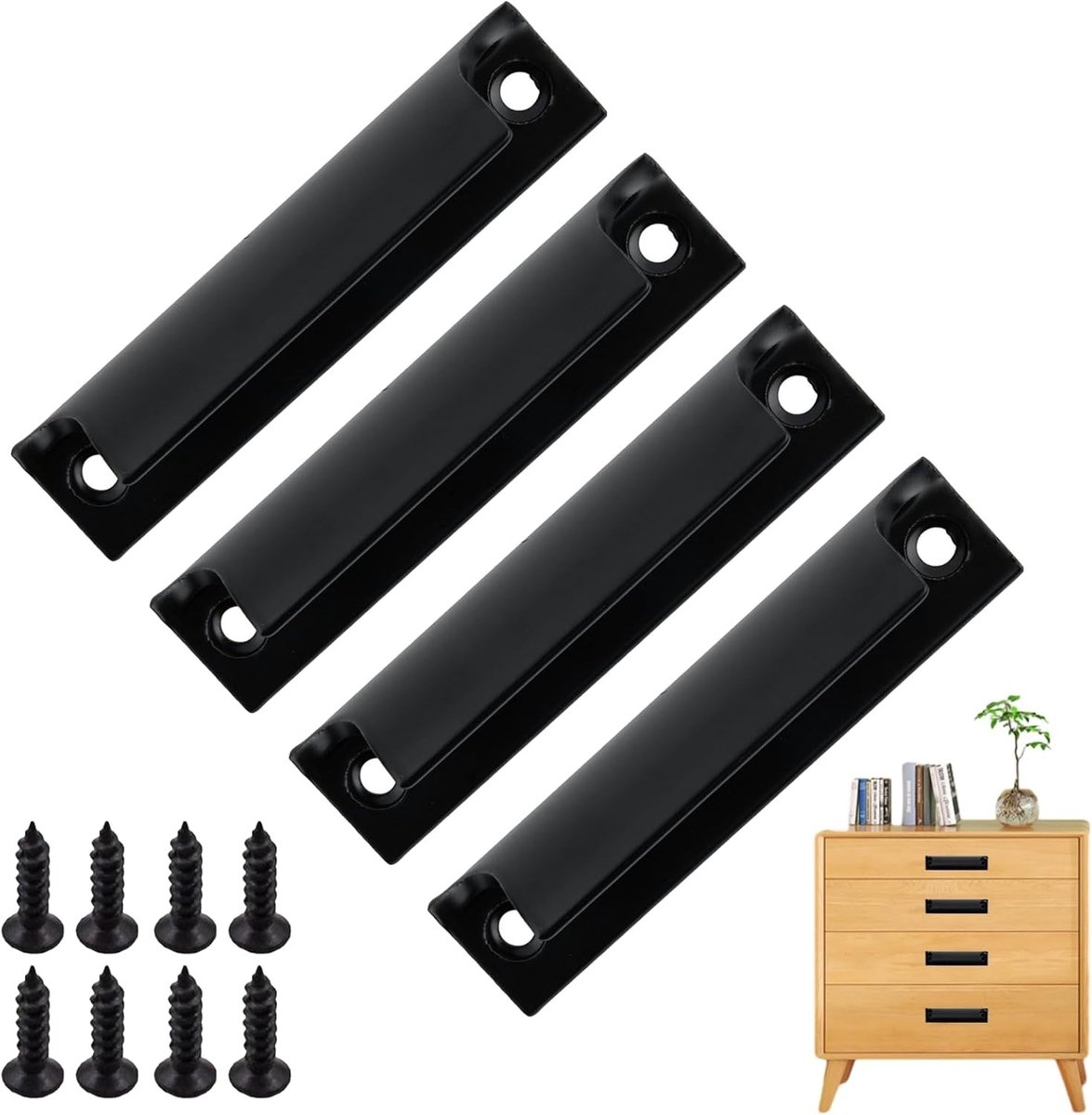 Set van 4 handgrepen voor balkondeuren en schuifdeuren, ideaal voor ramen en laden, gebruiksvriendelijk en compact design, eenvoudig te installeren en bedienen