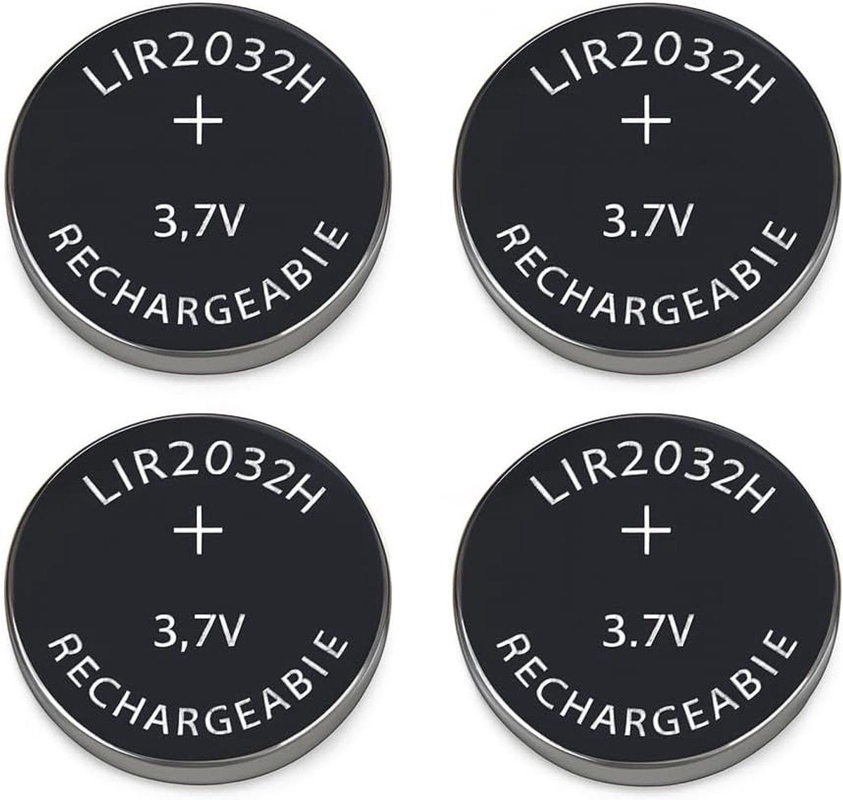 SnelShoppen - 4x Oplaadbare LIR2032 Knopcelbatterij 3.7 V / 70 mAh - Vervangt CR2032 - Ideaal voor Moederborden, Rekenmachines, Fietcomputers, Huisdie