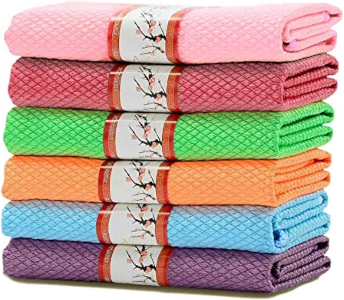 SnelShoppen - Set van 6 Keuken Doeken, Microvezel Theedoeken, Lintvrije Schoonmaakdoeken, Katoenen Keuken Doeken 30 x 40 cm, Ideaal voor Huishouden, K