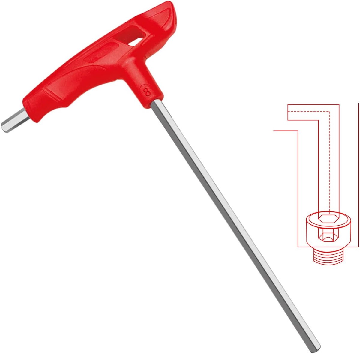 Hexaansluitingen 8mm - CR-V staal - Ergonomische T-handgreep - Voor sterke grip en comfort - ShopVlot