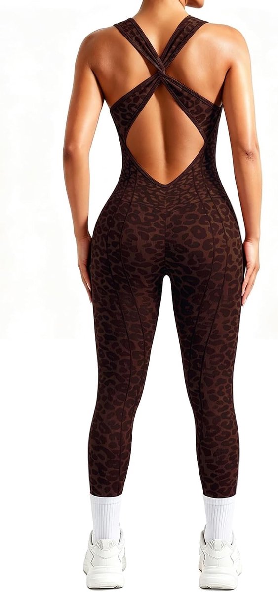 Dames Backless Naadloze Jumpsuit voor Fitness, Yoga en Casual Wear - Lange Push Up One Piece