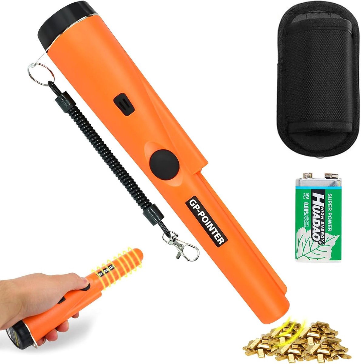 Pinpoter Metal Detector, Waterproof Portable Metal Detector, 360 Portable Metal Detector, IP66 Waterproof 360° Scan - ShopVlot