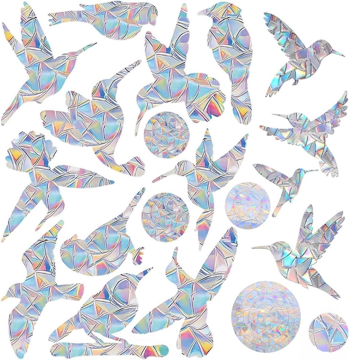 Prisma-raamstickers voor vogelslagen, anti-botsingsstickers, voorkomt dat vogels in het raam vliegen, regenboogfolie - ShopVlot