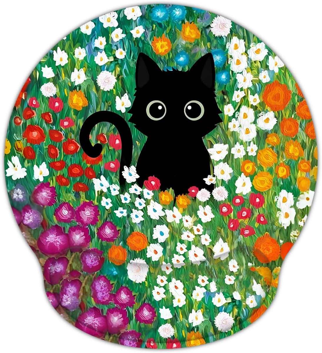 SnelShoppen - Ergonomische Muismat Gel Kussen met Handsteun Katten Bloemen - Comfortabele Muismat voor Thuis en Kantoor