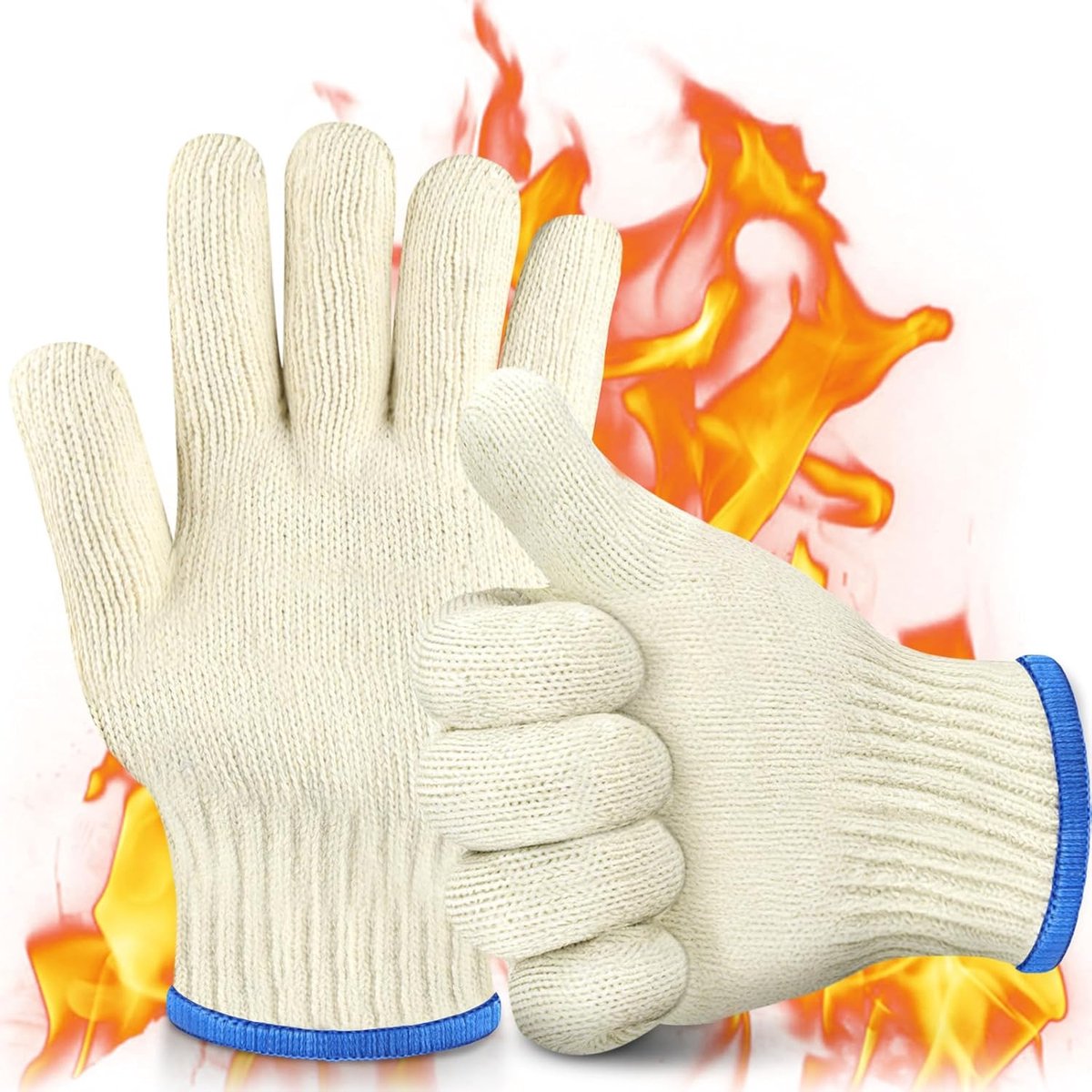 SnelShoppen - Hittebestendige Ovenhandschoenen 1 Paar, Herbruikbare Vijfvinger Kookhandschoenen, Dikke Dubbel Laag tot 250°C/482°F voor Bakken, Gietij