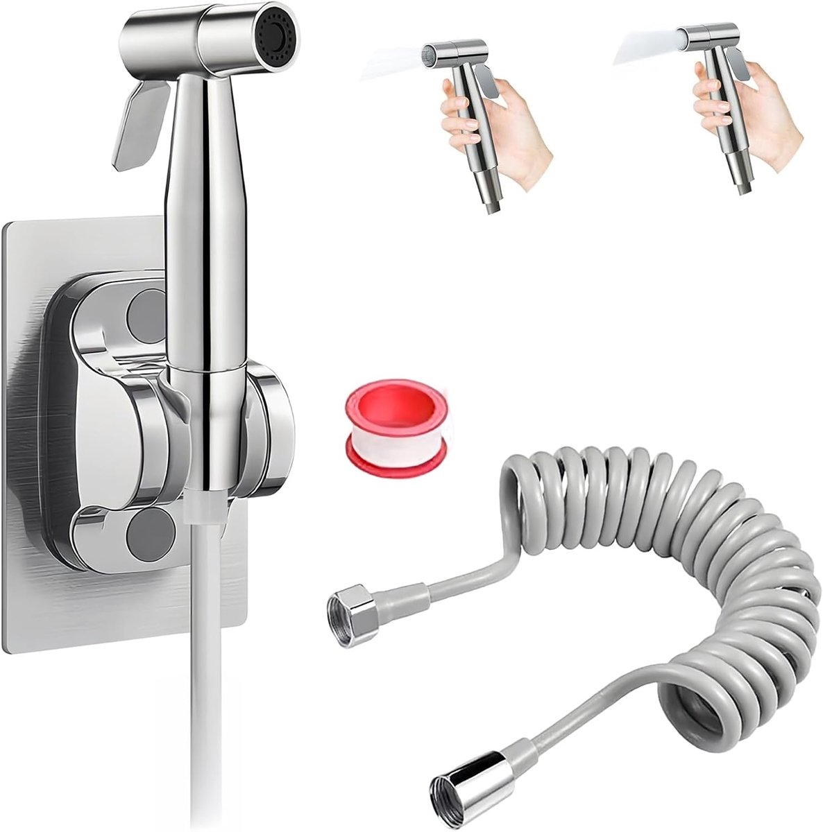 Toilet handdouche 3 m - roestvrij staal - wandmontage - efficiënt reinigen - ShopVlot