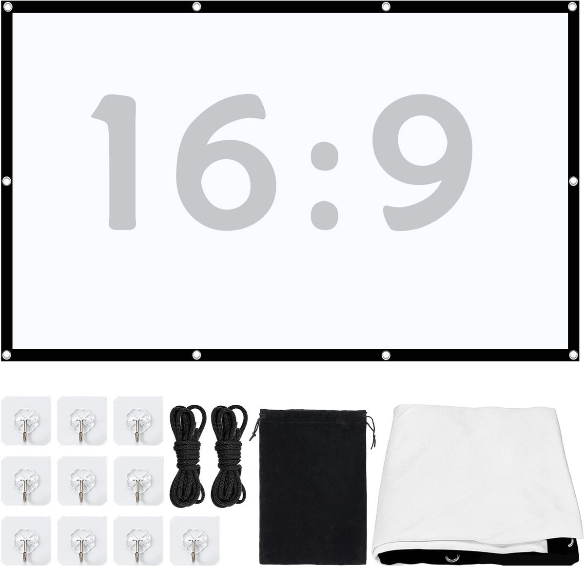 SnelShoppen - 100 inch HD Projector Scherm 16:9 Draagbaar Vouwbaar Lichtdicht Projector Canvas voor Thuisbioscoop, Kantoor, School, Bijeenkomsten en B