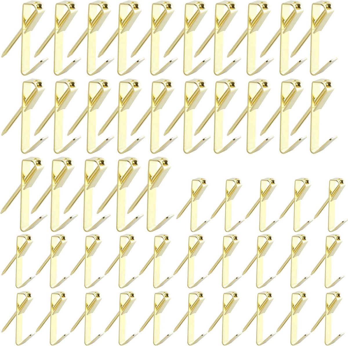 100 stuks wandhangers, haken voor fotolijsten, framebevestiging, goudkleurig, wandbevestiging met spijkers - ShopVlot