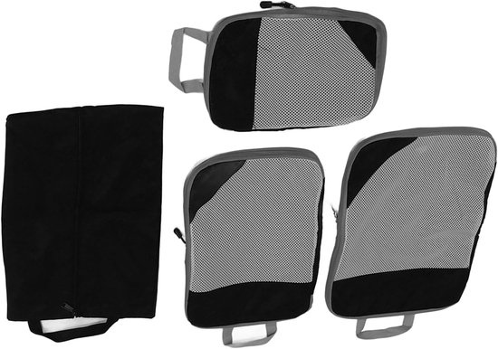 Reis Compressie Zakken - Koffer Organizer Set - Bagage Opbergen - Dubbel Compressiesysteem - 36x25x4 cm - Zwart — afbeelding 4