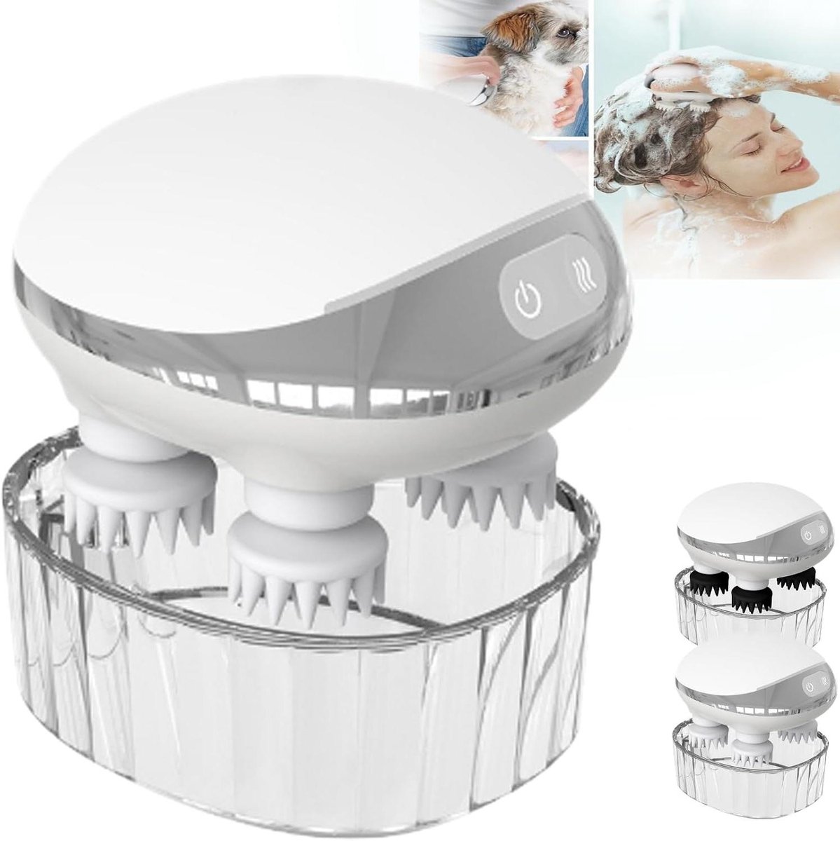 Scalp Massager - Hoofdhuid Stimulator - Stress Verlichting - Bevordert Bloedcirculatie - 116 x 98 x 83 mm - Wit