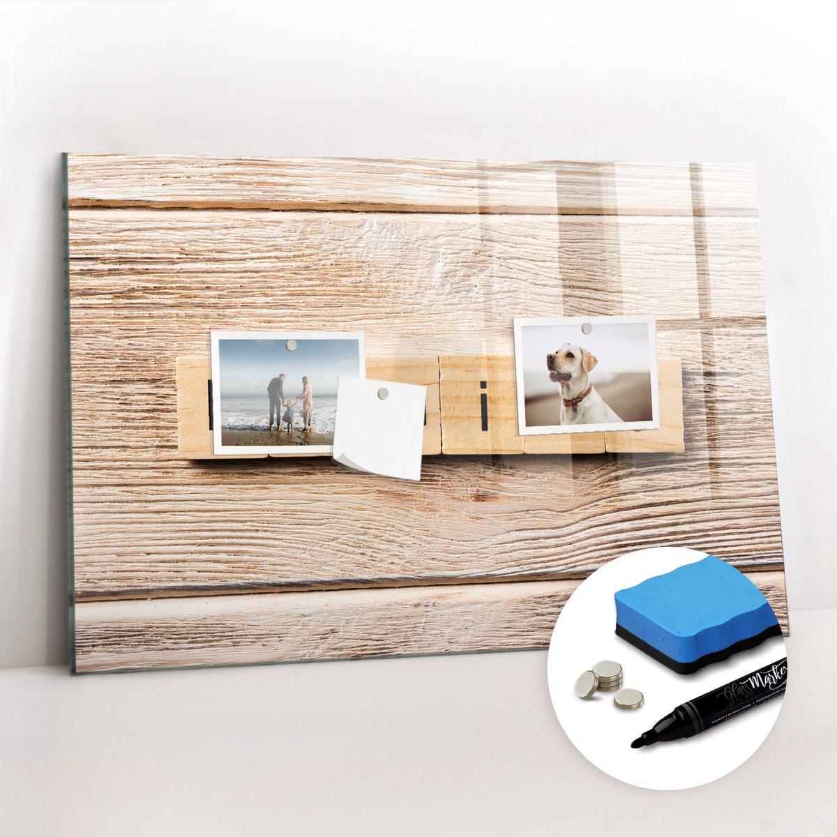 Tulup Whitebord - Het opschrift 'familiewoonkamer' - 60 x 40 cm - Bruin Memobord Glas - Gratis 5 Sterke Magneten + Whiteboard Marker & Wisser - Design Memobord - Memobord Magnetisch - Productiviteit Tools