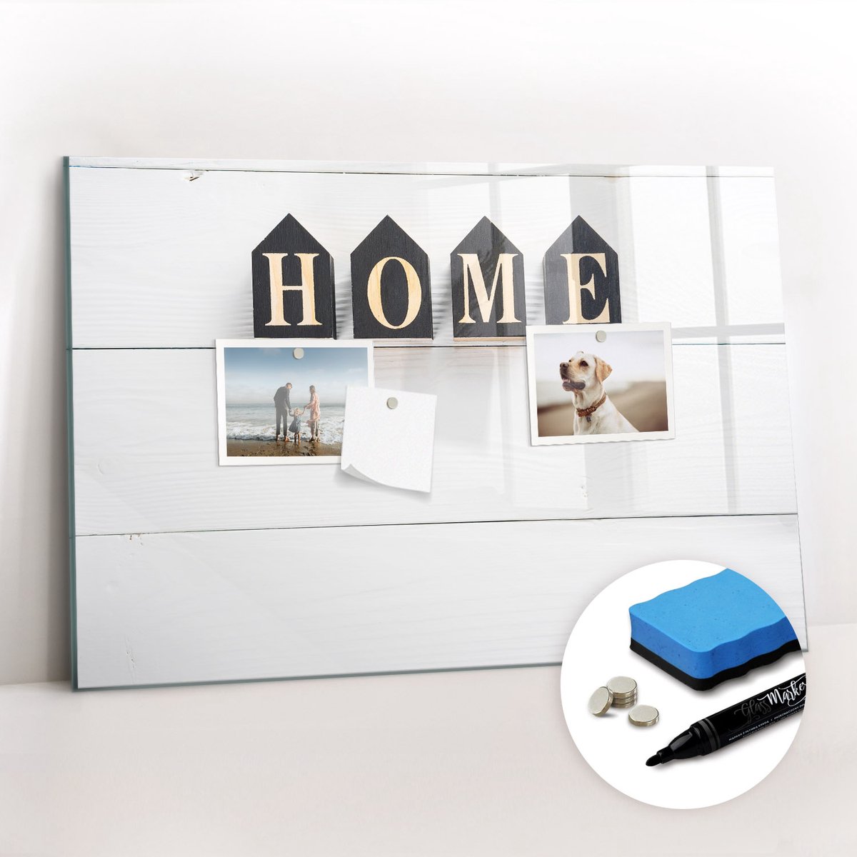 Tulup Whitebord - Gezellig huis bordje - 60 x 40 cm - Veelkleurig Magnetic Board - Gratis 5 Sterke Magneten + Whiteboard Marker & Wisser - Design Memobord - Magnetisch Memobord - Ideeënbord Thuiswerkplek