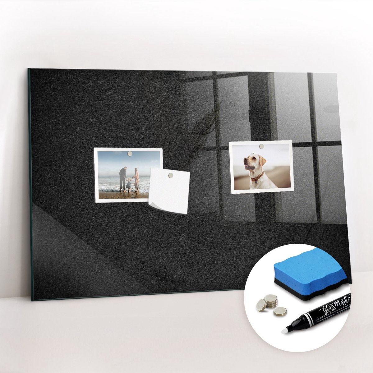 Tulup Whitebord - Donkere rots - 60 x 40 cm - Zwart Magneetbord Rechthoekig - Gratis 5 Sterke Magneten + Whiteboard Marker & Wisser - Design Memobord - Magnetisch Memobord - Ideeënbord Thuiswerkplek