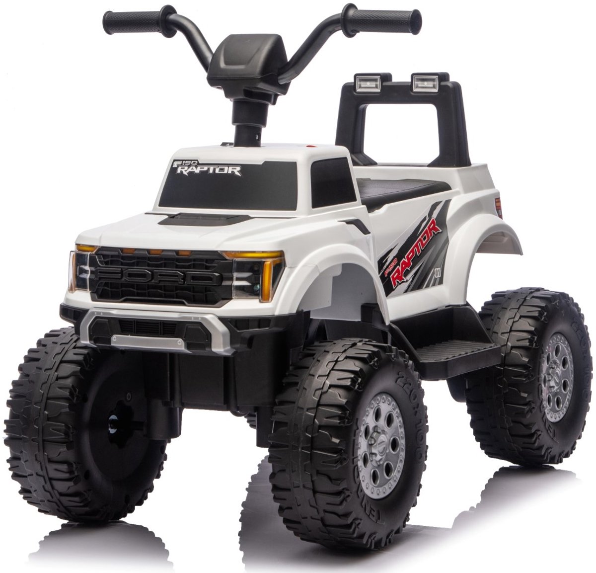 SUN BABY Ford Raptor F150 Elektrische Kinderauto Accuvoertuig 12V - LED Verlichting, Terreinbanden, Opbergruimte - Wit