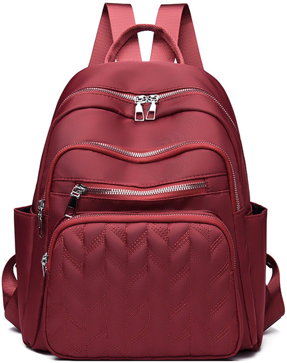 Kleine Rugzak voor Dames - Past 12 inch Laptop - Meerdere Vakken & Verstelbare Band - voor Werk & Reizen - Rood - 1 Stuk