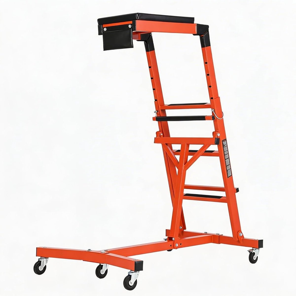 Bovenmotor Ondersteuning Tot 181 KG (400 LBS) - Verstelbare Hoogte 126–192 cm - Inklapbaar Stalen Werkplatform Met Wielen - Voor Autoreparaties, Garage En Monteurs - Oranje Kleur
