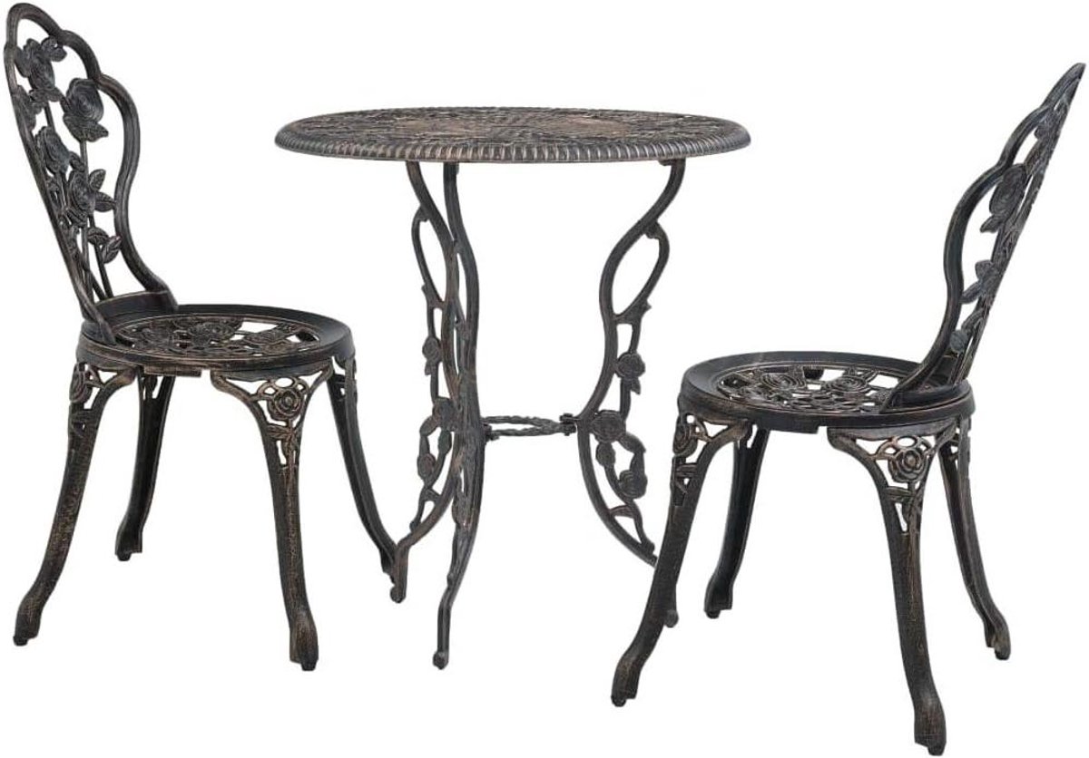 Bistro Set Tuinmeubelen - Terras Set - Buiten Eten - Gietaluminium - 3 Delig - Brons