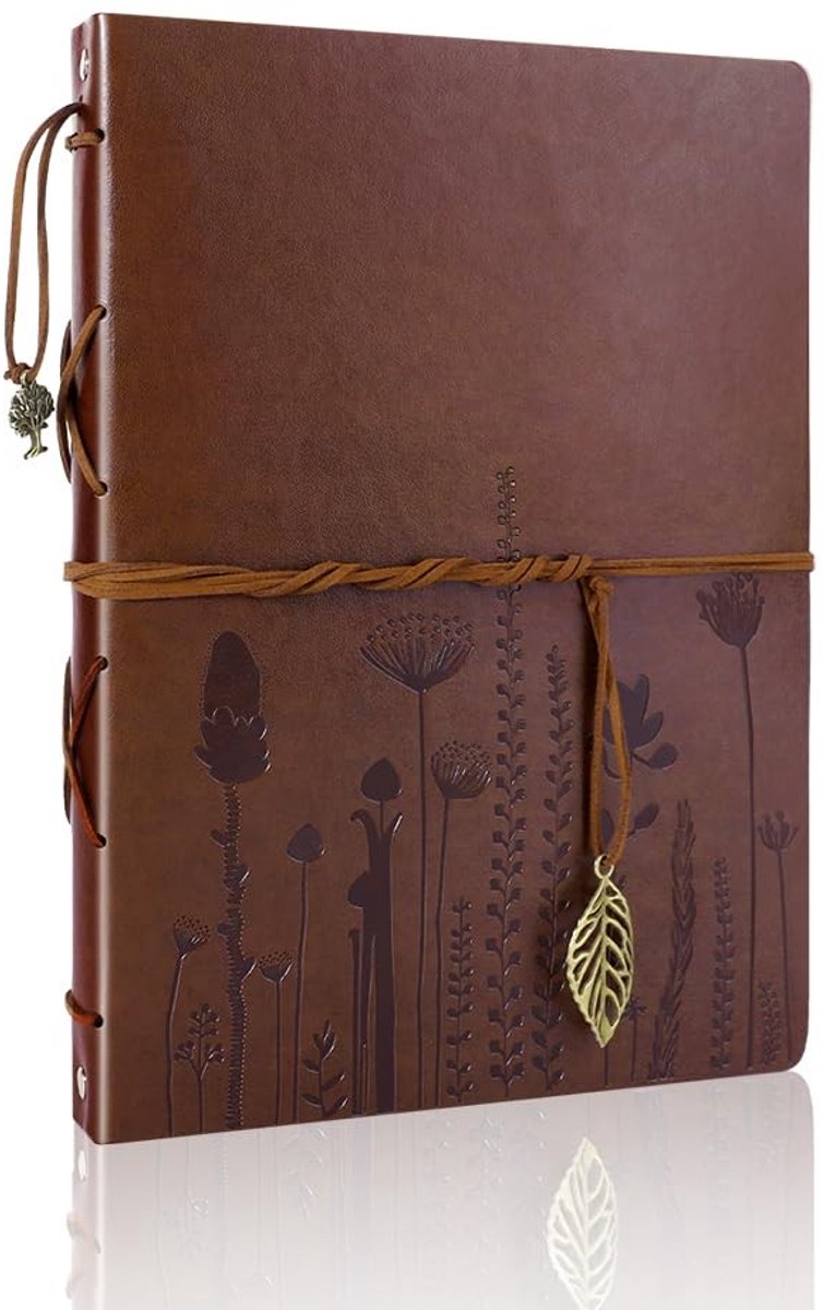 Omgoods - Vintage Lederen Fotoalbum voor Scrapbooking met 60 Zwarte Pagina's