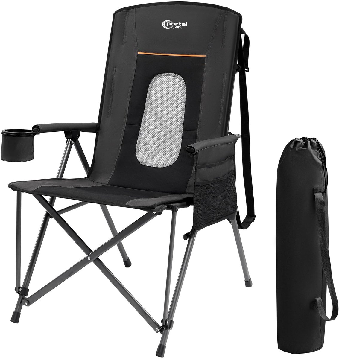 Omgoods - Opvouwbare Campingstoel met Hoge Rug en Draagcapaciteit van 180 kg
