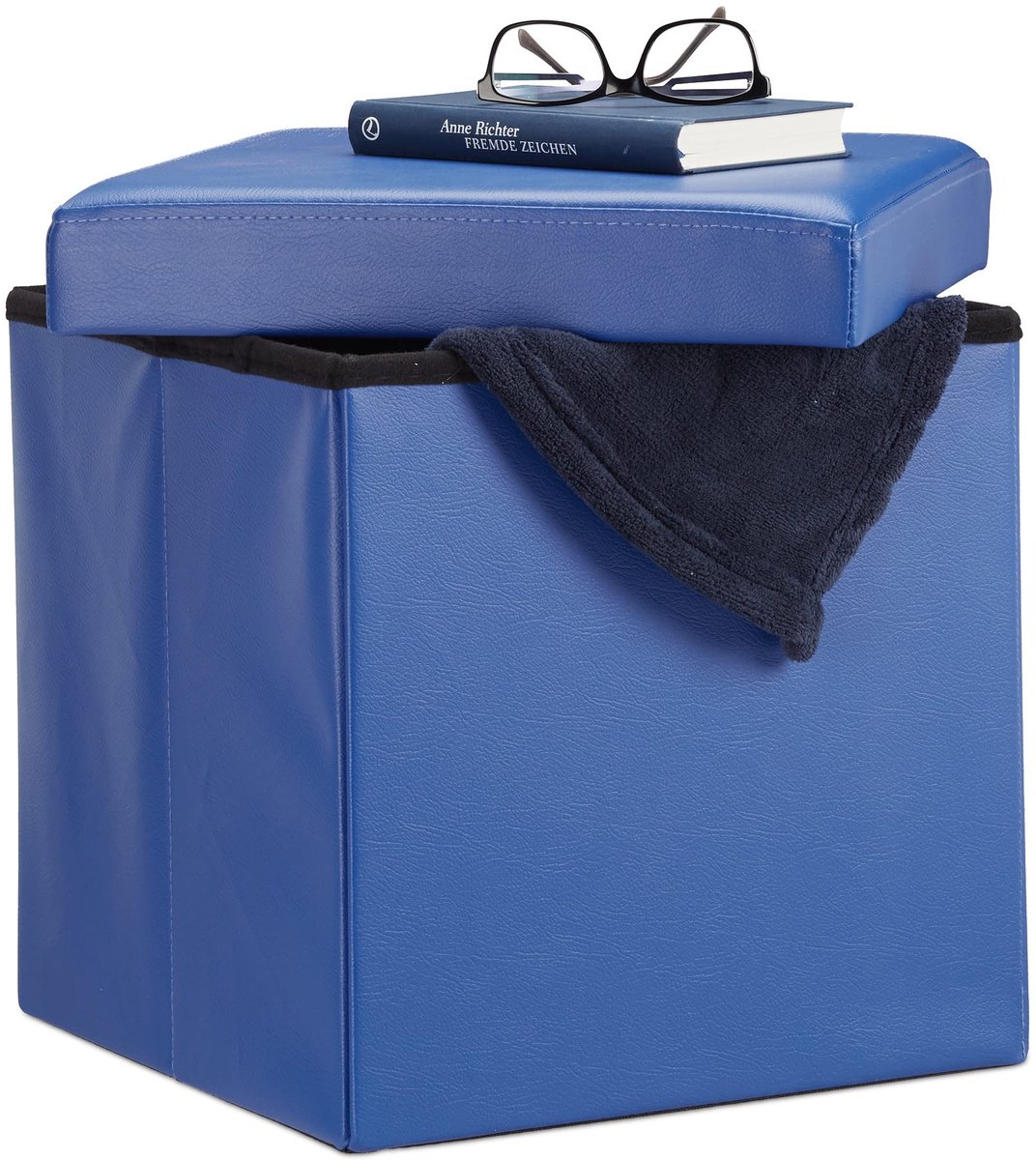 Omgoods - Opvouwbare Pouf met Opbergruimte 38 x 38 x 38 cm