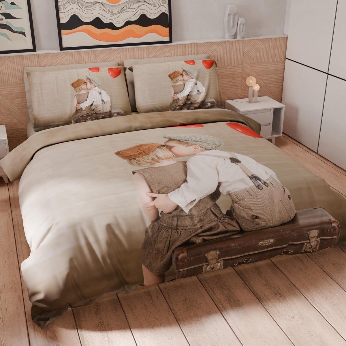 Omgoods - Dekbedovertrekset Frans Bed 200x200 cm met Kussensloop Digitale Print