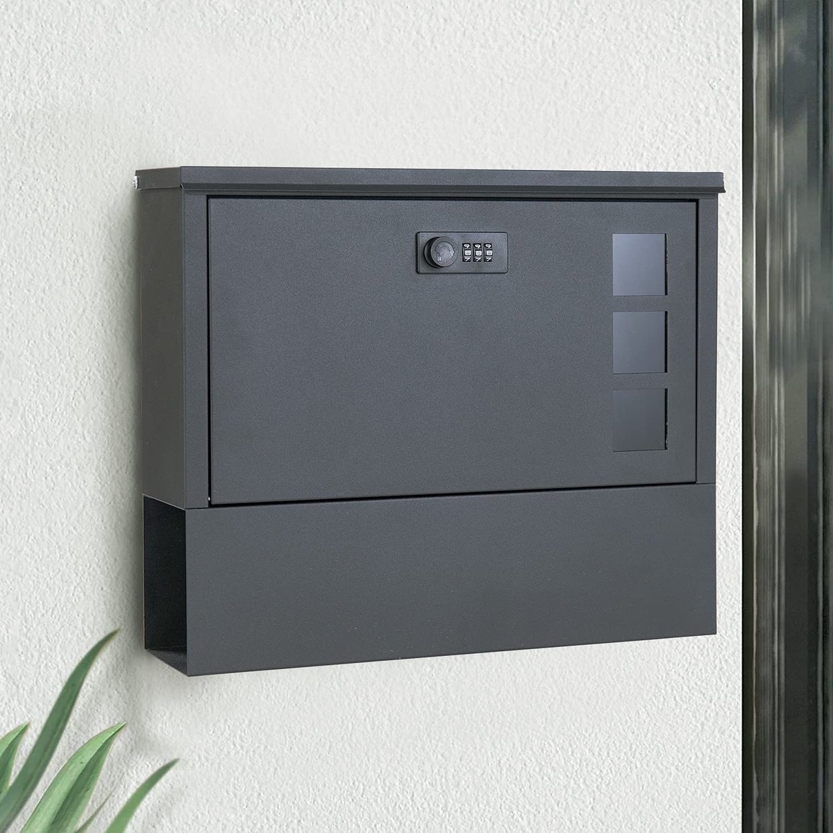 Omgoods - Wandbrievenbus met Combinatieslot en RVS Krantencompartiment