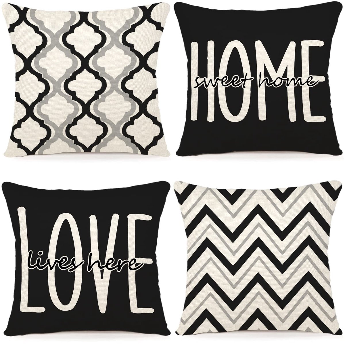 Omgoods - Set van 4 Decoratieve Kussenhoezen 40x40 cm Geometrisch Patroon