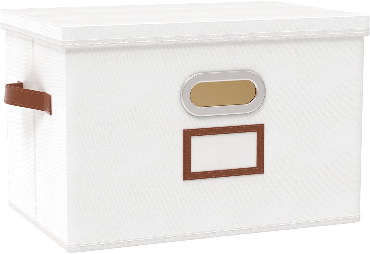 Omgoods - Opbergbox met Deksel en Handvat, Vouwbare Stoffen Mand
