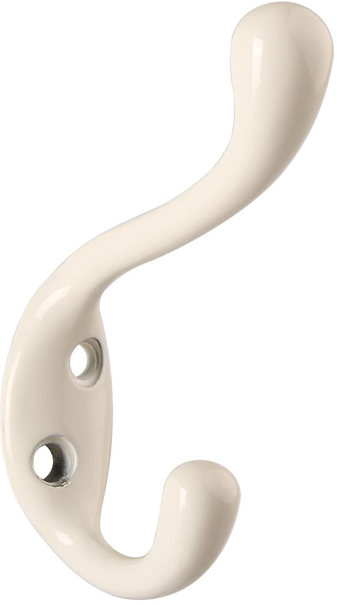 Omgoods - 6 Stuks Dubbele Prong Robe Haak - Witte Antieke Haken voor Jassen en Handdoeken