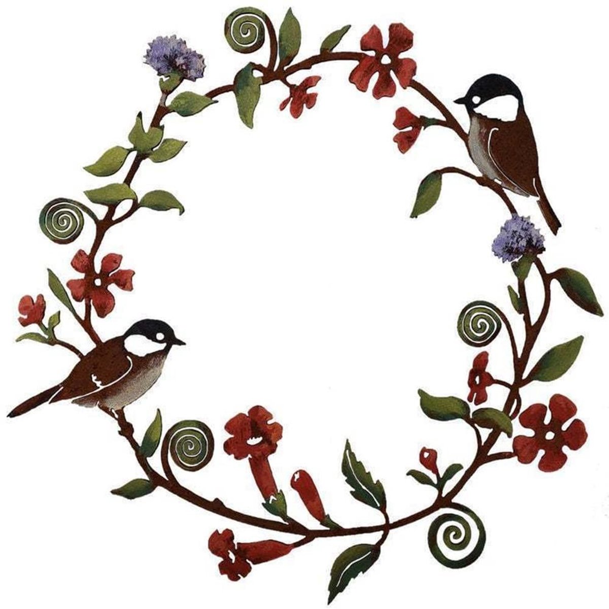 Omgoods - Decoratieve Metaal Wreath met Bladeren en Bloemen voor het Hele Jaar