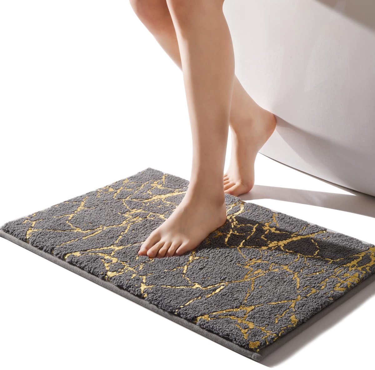 Omgoods - Luxe Antislip Badmat met Gouden Strepen, 40 x 60 cm