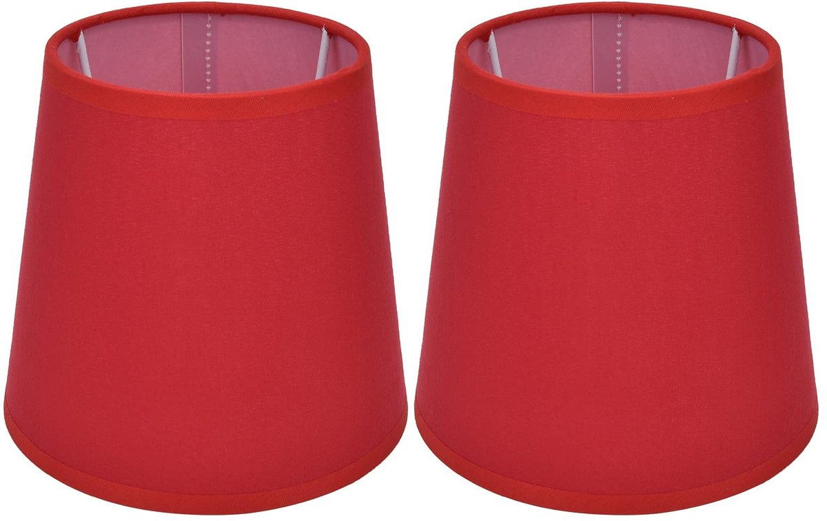 Omgoods - Set van 2 Rode Clip-On Lampenkappen voor E14 Lampen - Modern Design