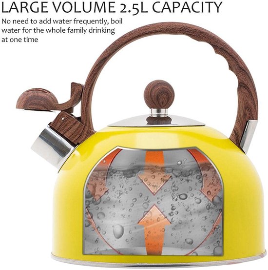 Roestvrijstalen Fluitketel - Waterkoker Camping - Koken Buiten - Snel Kokend Water - 25 Liter Capaciteit - Geel — afbeelding 2