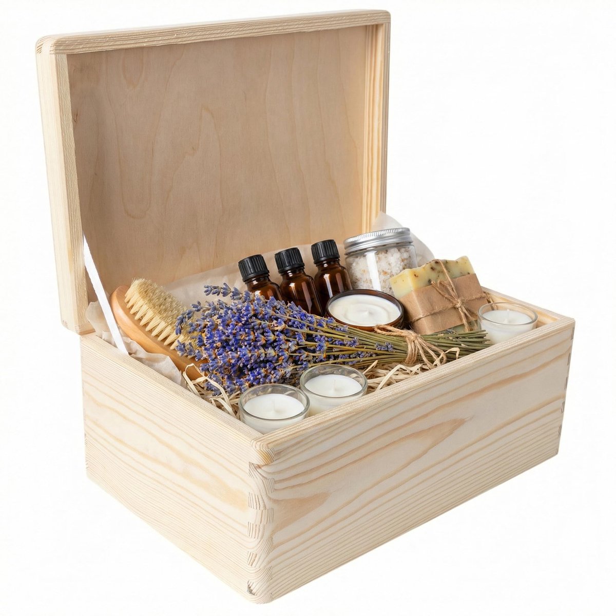 Omgoods - Grote Houten Opbergdoos met Deksel 30 x 20 x 14 cm