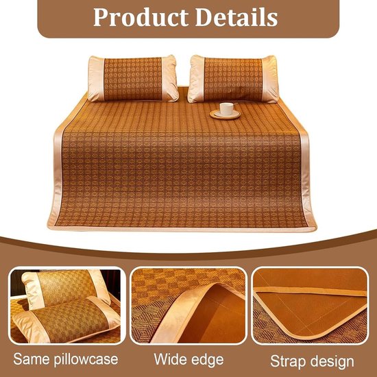 Zomerse Bamboe Mat - Verkoelende Matras Topper - Koel Slapen - Handgemaakt - 200 x 220 cm - Niet gespecificeerd — afbeelding 3