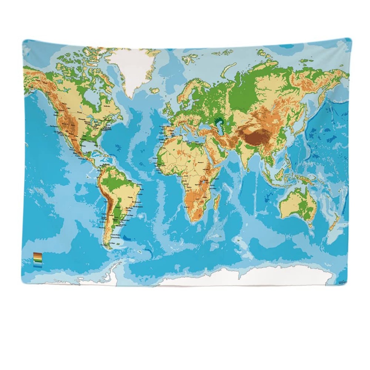 Omgoods - Wereldkaart Wanddecoratie, Grote Wandtapijt van 200x150 cm