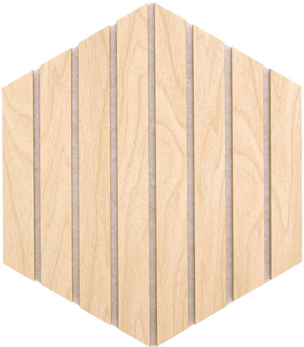Set van 3 zeshoekige decoratieve akoestische panelen met houtlook COLVA