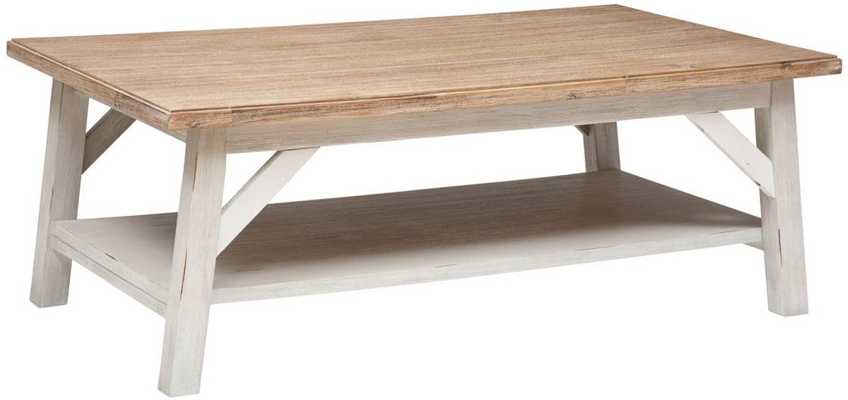 Atmosphera Créateur d'intérieur® Salontafel met dubbel blad van massief acaciahout OLBIA Blanc