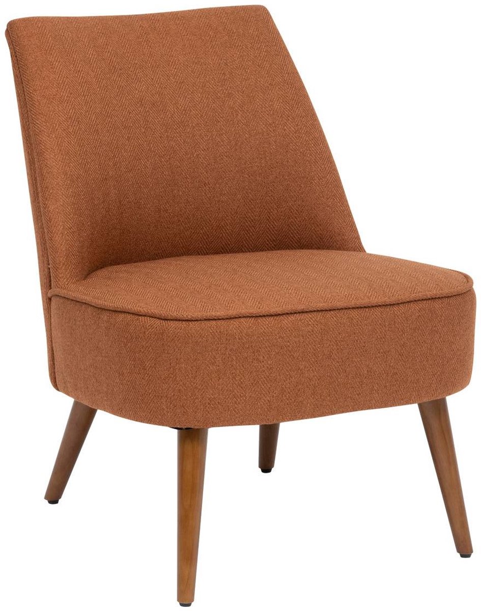 Fauteuil van stof met visgraatpatroon en rubberhoutonderstel GARY