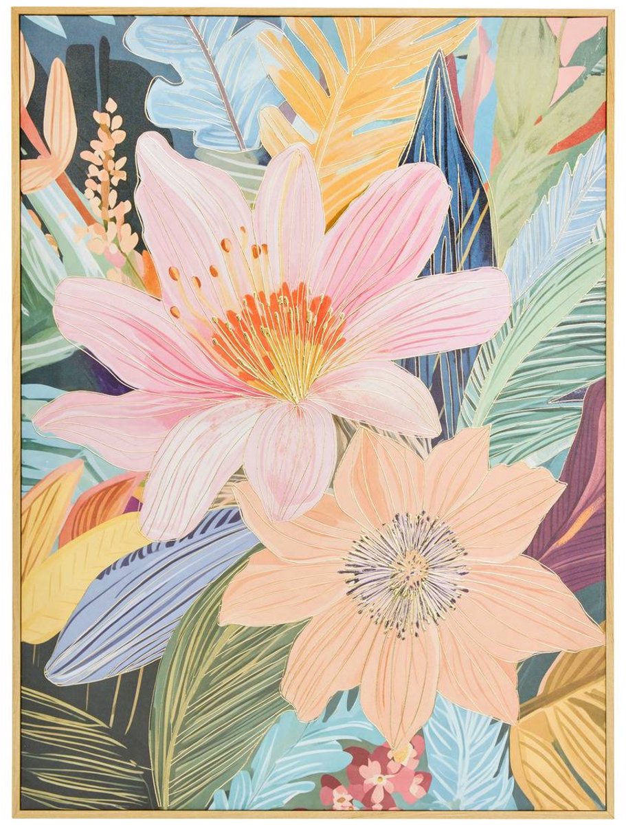 Ingelijst schilderij met gouden bloemenprint DAISY