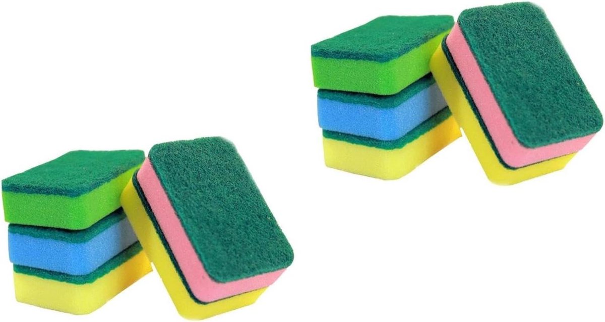 Keuken Spons Set - Afwas spons - Schoonmaken - Dubbelzijdig - 11 x 7 x 3 cm - Meerdere kleuren