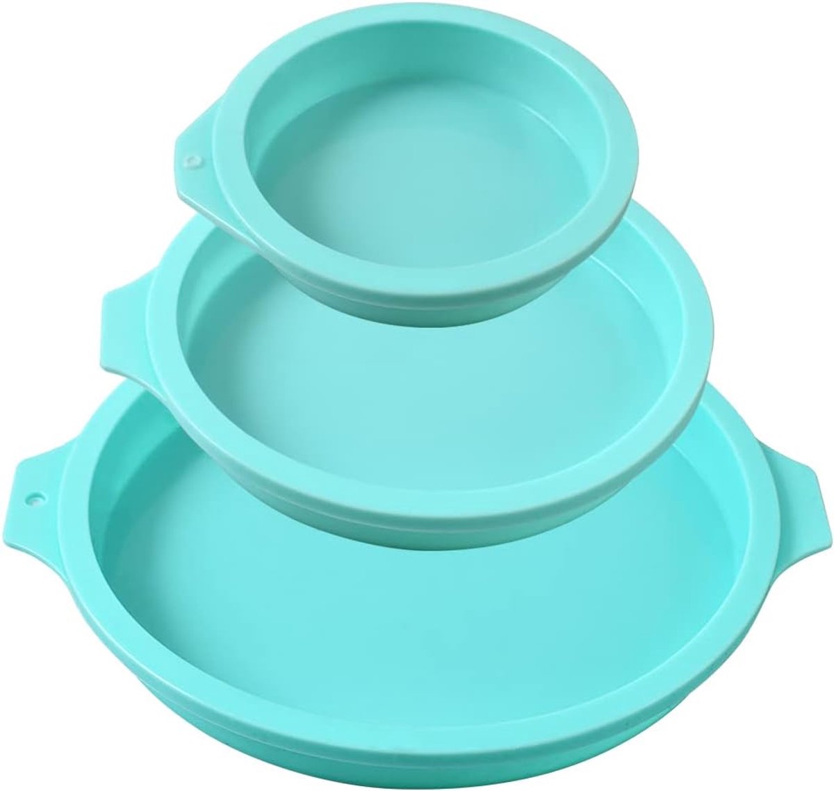 SnelShoppen - Silicone Rond Cakevorm Set van 3 - 4" 6" 8" - Hittebestendig, Antiaanbak, Geschikt voor Oven, Magnetron, Vriezer - Perfect voor Taarten,