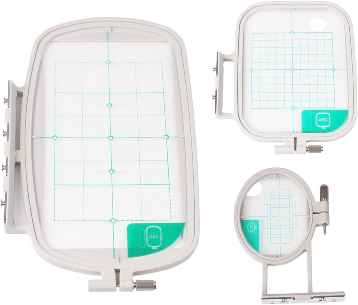 SnelShoppen - Embroidery Hoop Set - 3 Stuks Borduurframes, Geschikt voor Diverse Stoffen, Inclusief Duidelijke Rooster voor Nauwkeurige Alignering, Pe