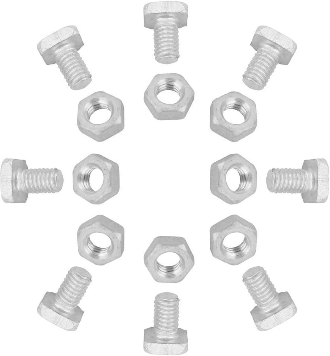 SnelShoppen - 50 Stuks Aluminium Moeren en 50 Stuks Bouten Voor Kassen - M6 x 12mm - Zilverkleurige Bulk Hardware Set - Hoogwaardige Vervangingsonderd