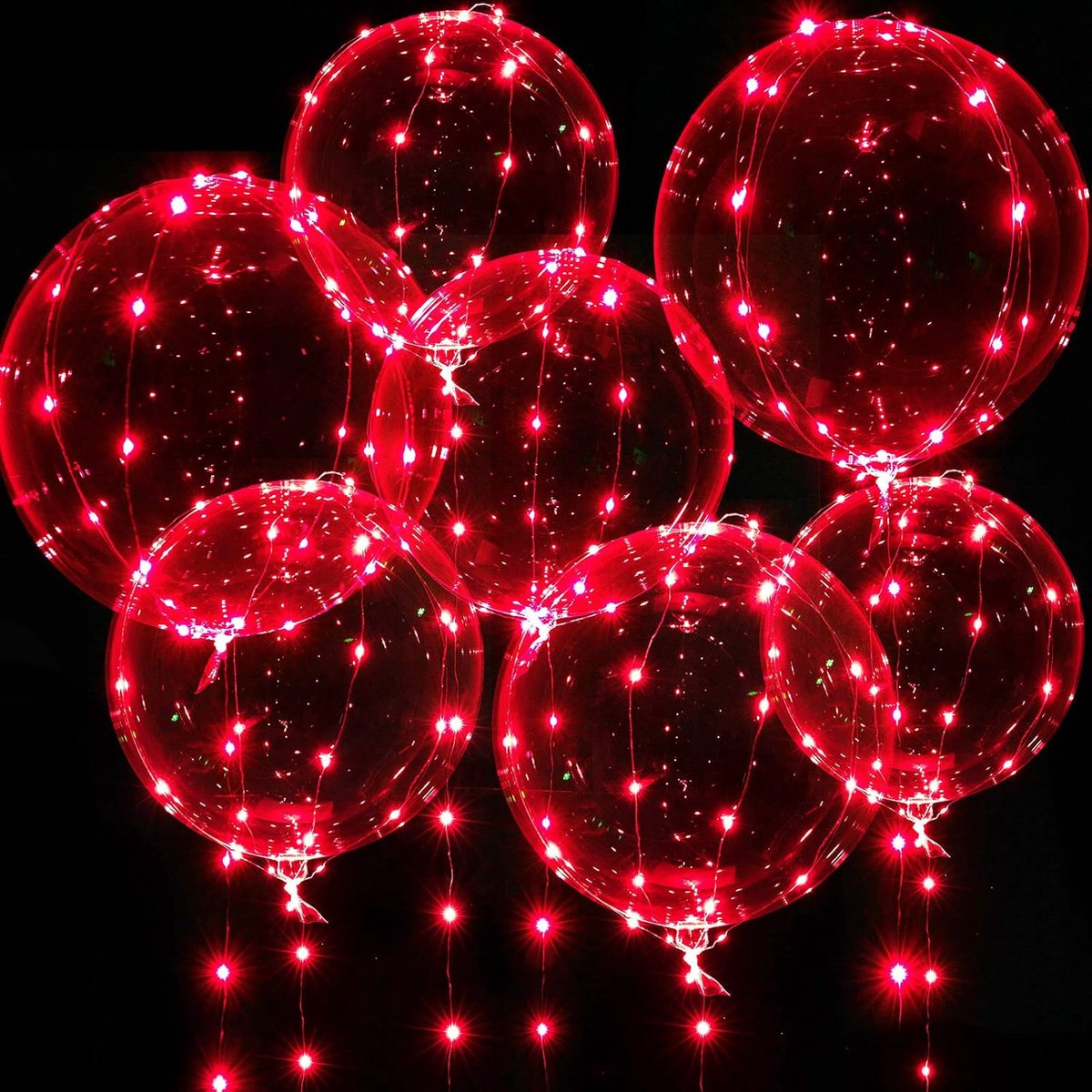 Red Light Up Balloons, 7 Packs 20 Inch Bobo Balloons with 3M Lights for Birthday, Graduation, Party, Wedding - ShopVlot